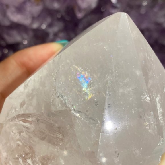 Clear Quartz Polished Point, Healing Stone, Office Decor, Boho Artwork, Crown - Picture 4 of 4